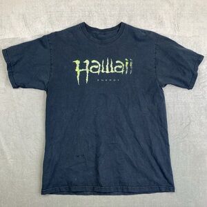 Monster Energy Hawaii Graphic T Shirt Black Spellout Logo Tee Mens Large